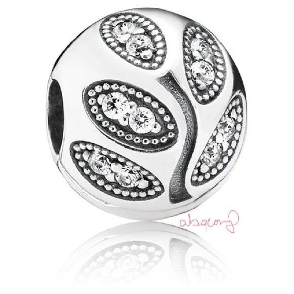 EUC Pandora 791416CZ Sterling Silver Sparkling Leaves Clip Charm w/ Clear CZ’s - Picture 1 of 12